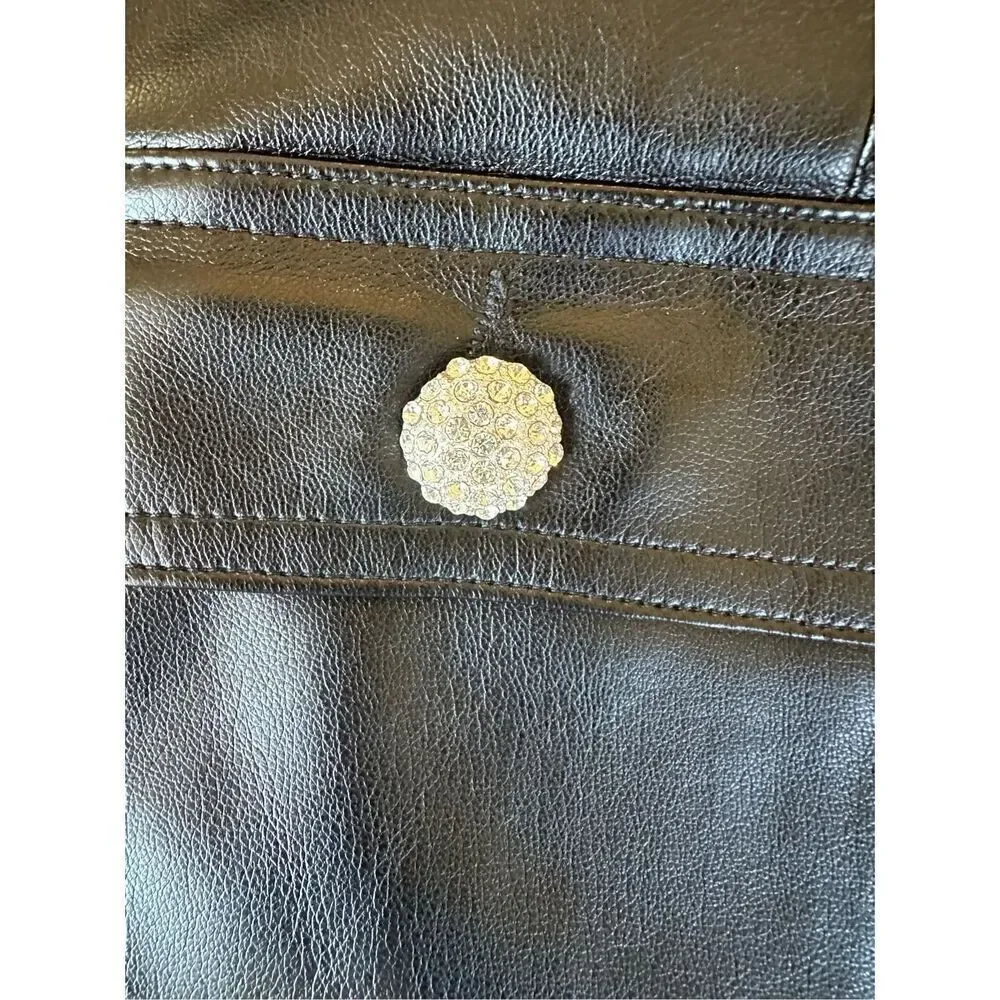 Generation Love Ari Vegan Leather Cargo with Rhinestone Buttons Skirt Black Size